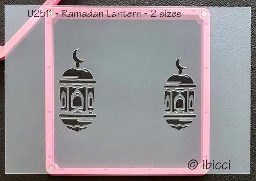ibicci Ramadan Lantern cookie stencil - shown over a stencil Genie